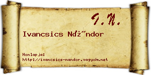 Ivancsics Nándor névjegykártya